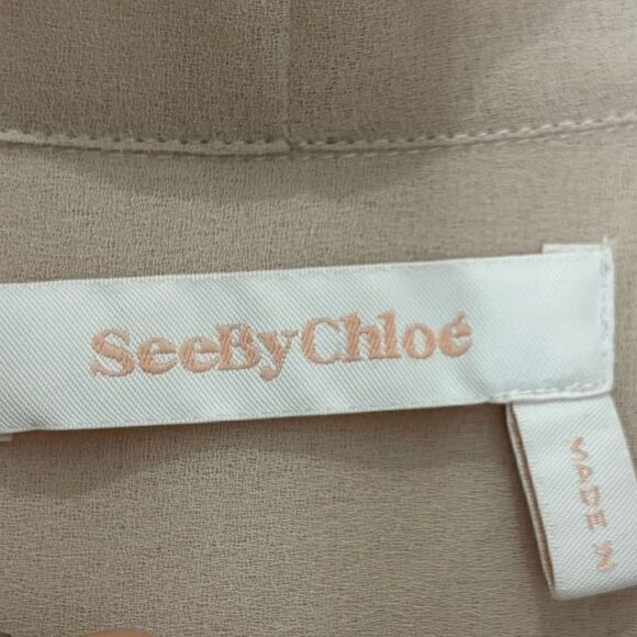 SEE BY CHLOÉ Tie-neck Peplum Blouse In Morganite - Picture 7 of 8